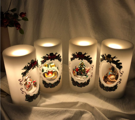 創意小物館 聖誕動態微景觀蠟燭音樂燈 宗教