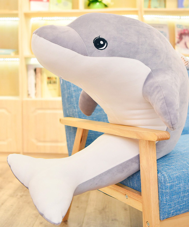 家居生活雜貨舖 軟萌海豚大型懶人抱枕娃娃 藍色