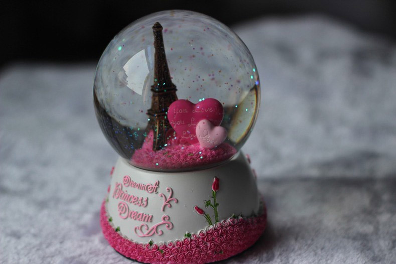 創意小物館 浪漫甜蜜雪花艾菲爾鐵塔水晶球