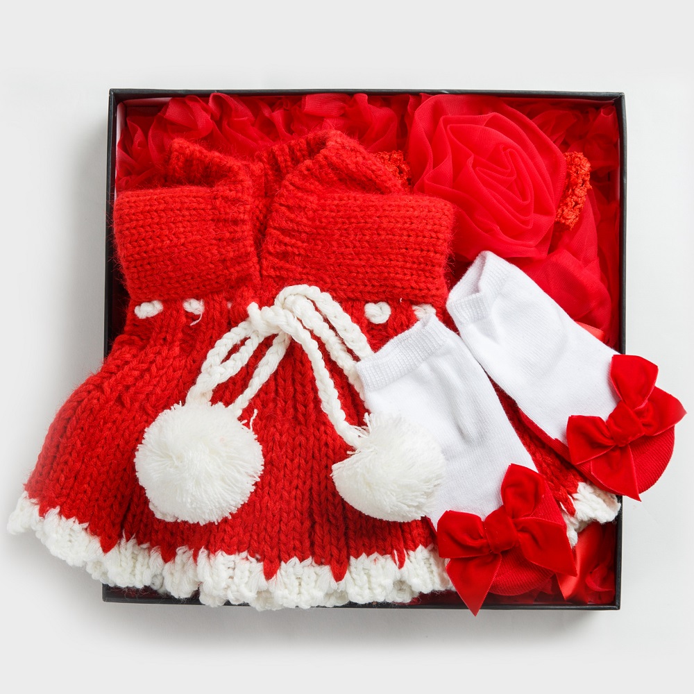 日安朵朵 女嬰童蓬蓬裙禮盒 - 小紅帽 (裙+披肩+寶寶襪)