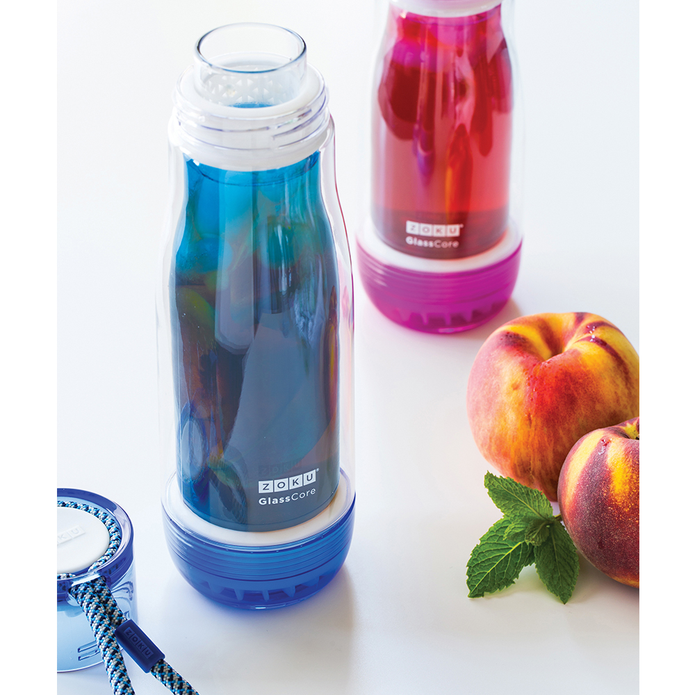 美國 ZOKU 繽紛玻璃雙層隨身瓶(355ml) 淺藍色