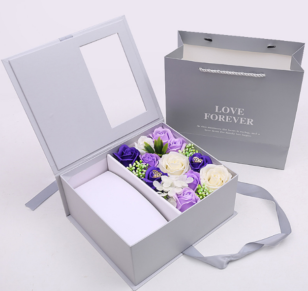 【可代客組合禮物】創意小物館 浪漫驚喜永生花禮盒(可置物) 高雅銀