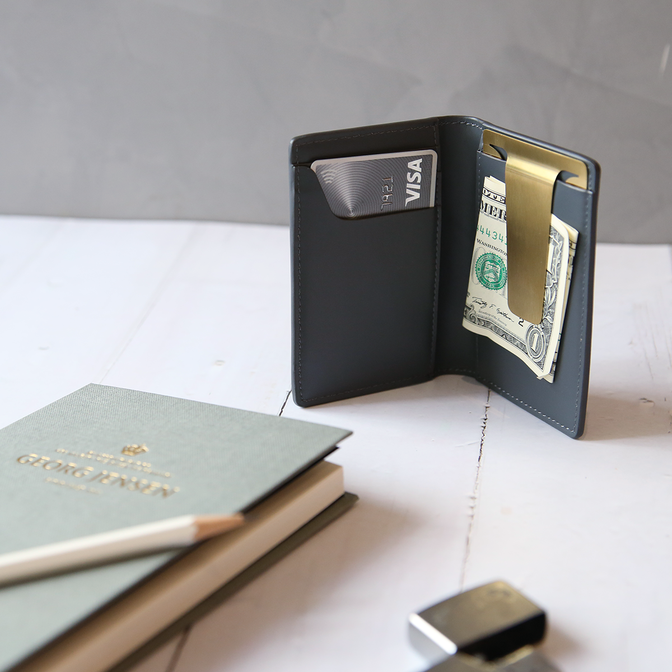 丹麥 Georg Jensen Rohner Wallet with Money Clip, Shade Series 陰影系列 皮革 票卡式皮夾（含鈔票夾）