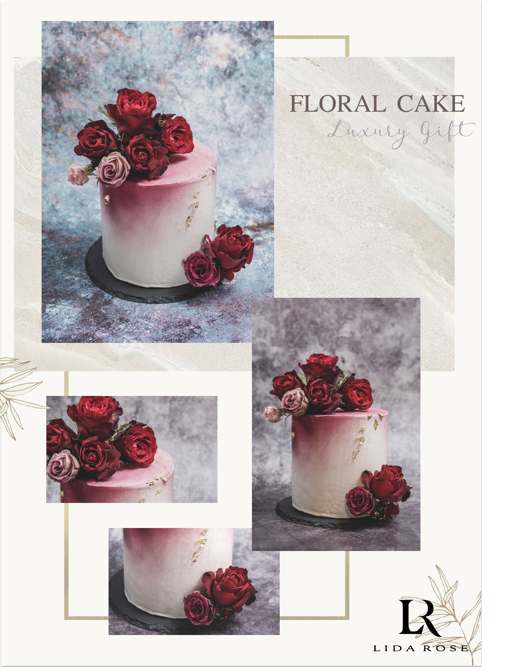 【僅限寄送台中地區 】LIDA ROSE 6吋加高花藝設計蛋糕 玫瑰谷 Rose Valley