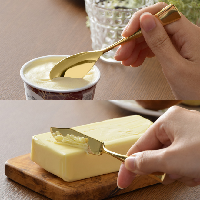 日本 純銅冰淇淋匙&奶油刀組- 鏡面金