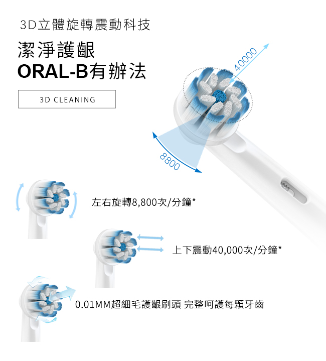德國百靈Oral-B-敏感護齦3D電動牙刷PRO2000 黑色