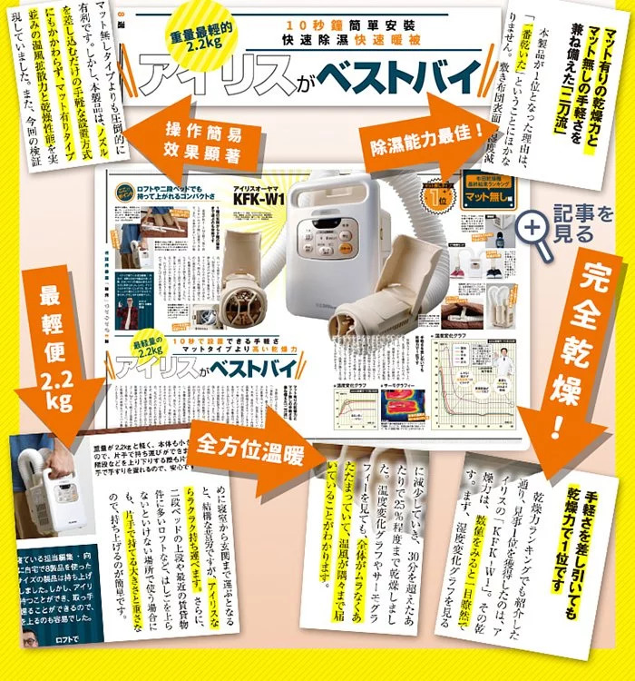 日本 IRIS OHYAMA Quilt Fryer雙筒被褥乾燥機 台灣公司貨 簡約白