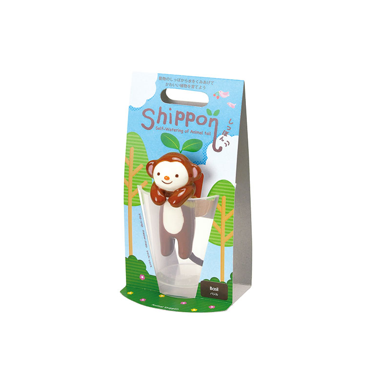 日本 聖新陶芸 Shippon 杯緣子水耕栽培盆器(療癒動物) 羅勒-小猴