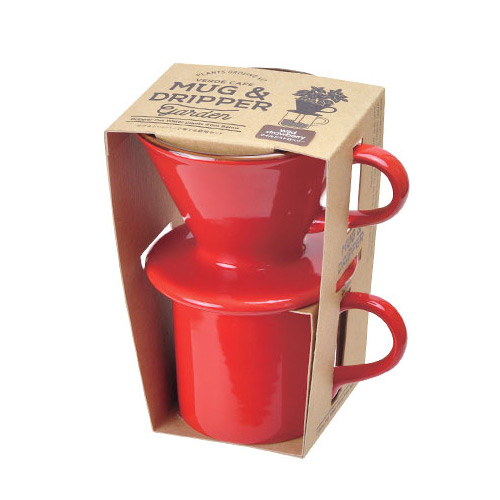 日本 聖新陶芸 Verde Cafe-Mug&dripper 造型植栽培/咖啡濾壺 紅色-小草莓