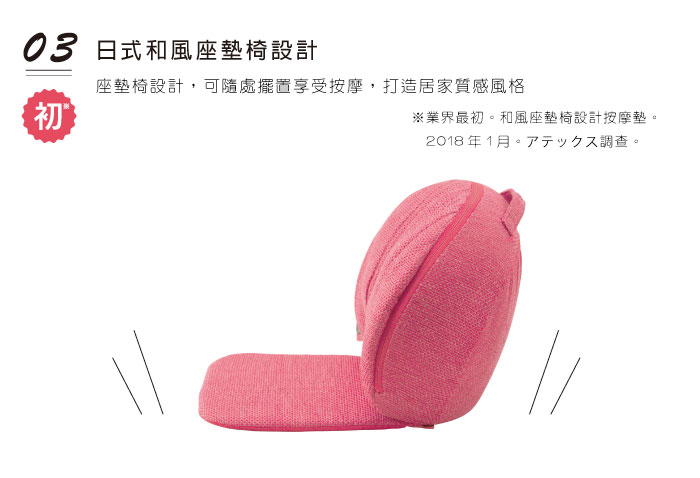 日本 Lourdes 溫熱揉捏捶打按摩坐墊和室椅 7500pk 粉紅色