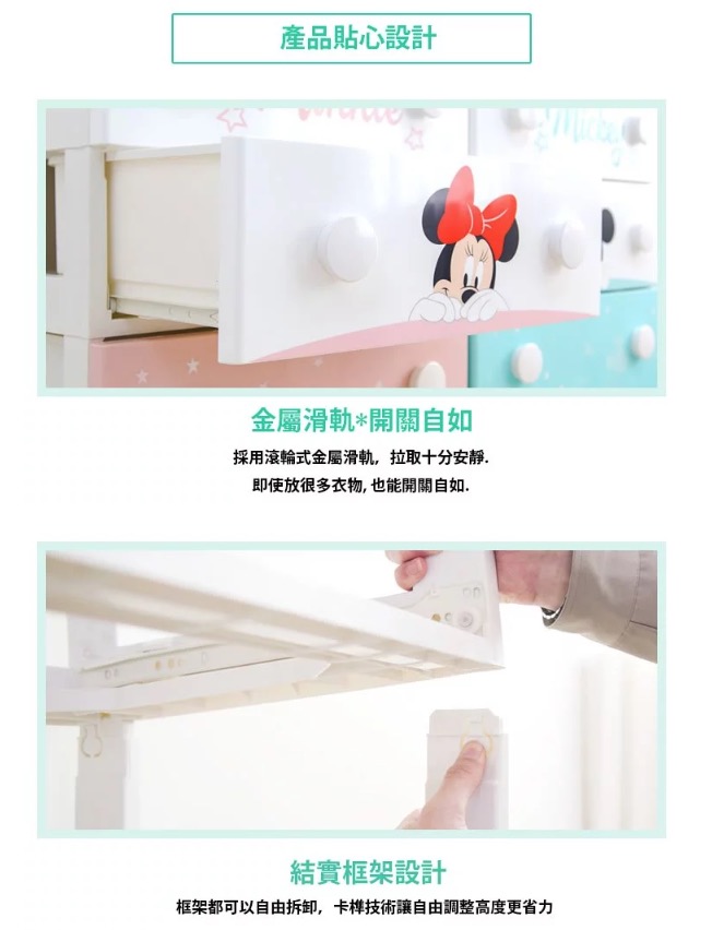 日本 Iris Ohayma 迪士尼米妮系列抽屜式收納櫃(5層)