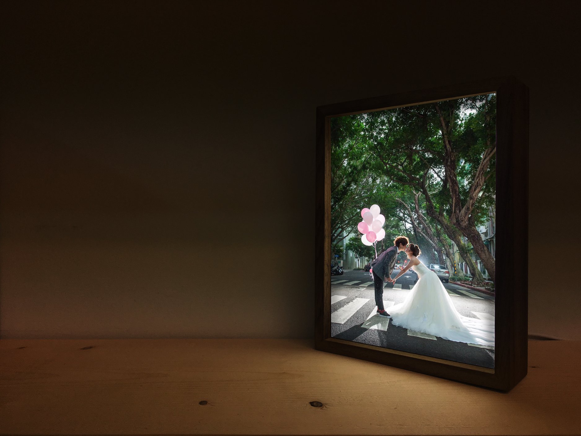 【客製化】Lighto光印樣 7吋Mini手工實木燈箱-淺色木框（樺木）