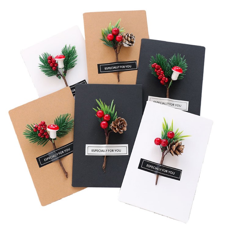 卡片提袋包材館 [自寫卡片/卡片外套] 聖誕裝飾賀卡 黑色蘑菇