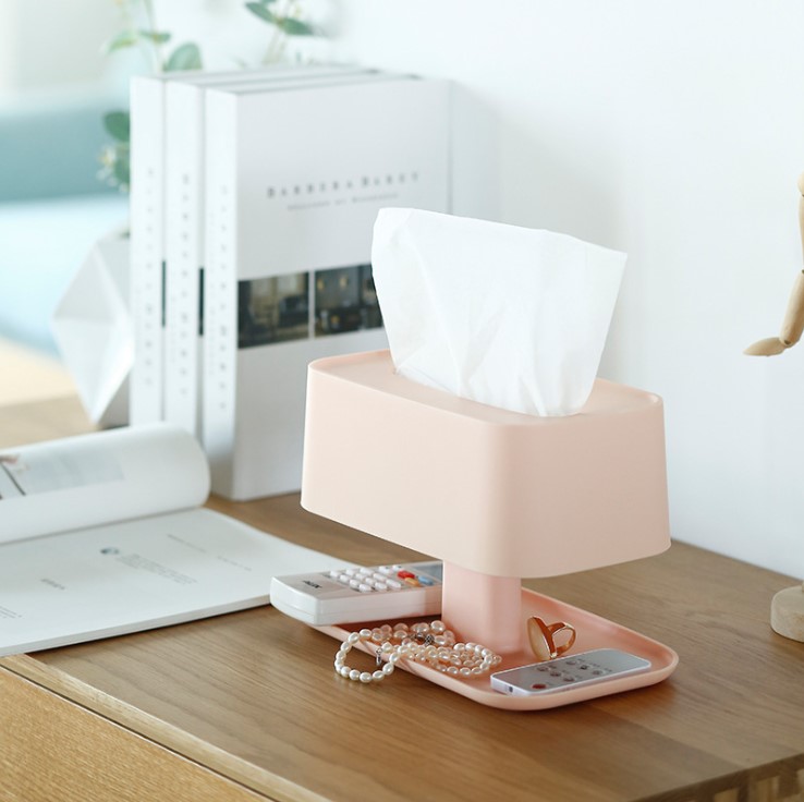 家居生活雜貨舖 北歐質感雙層收納紙巾盒 櫻花粉