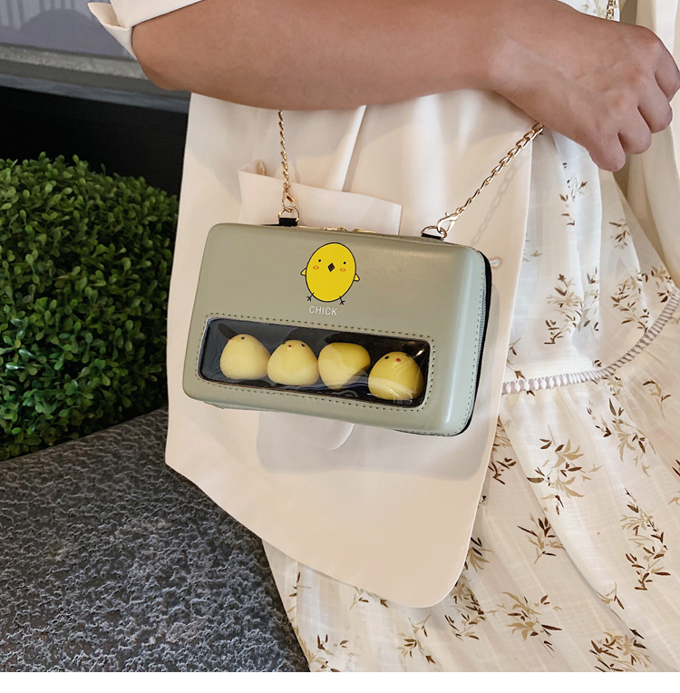 創意小物館 小雞家族斜背小方包 綠色