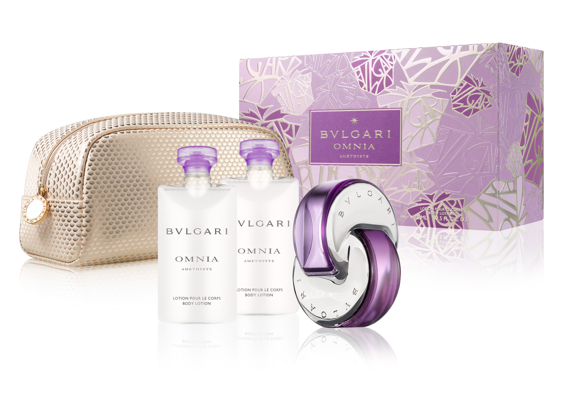 BVLGARI 2019 紫水晶冬季香氛禮盒  (65ml淡香水+75ml身體乳*2+化妝包)