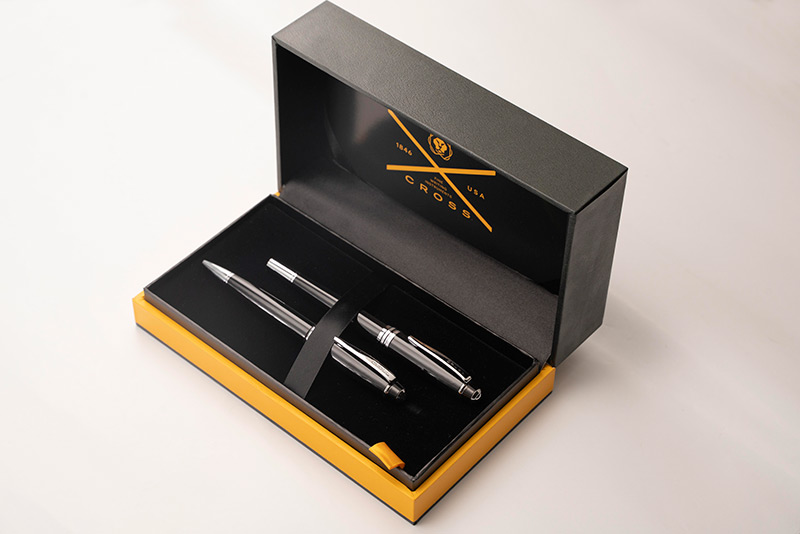 【可雷雕】美國 CROSS 貝禮系列 黑琺瑯鋼珠筆+原子筆禮盒