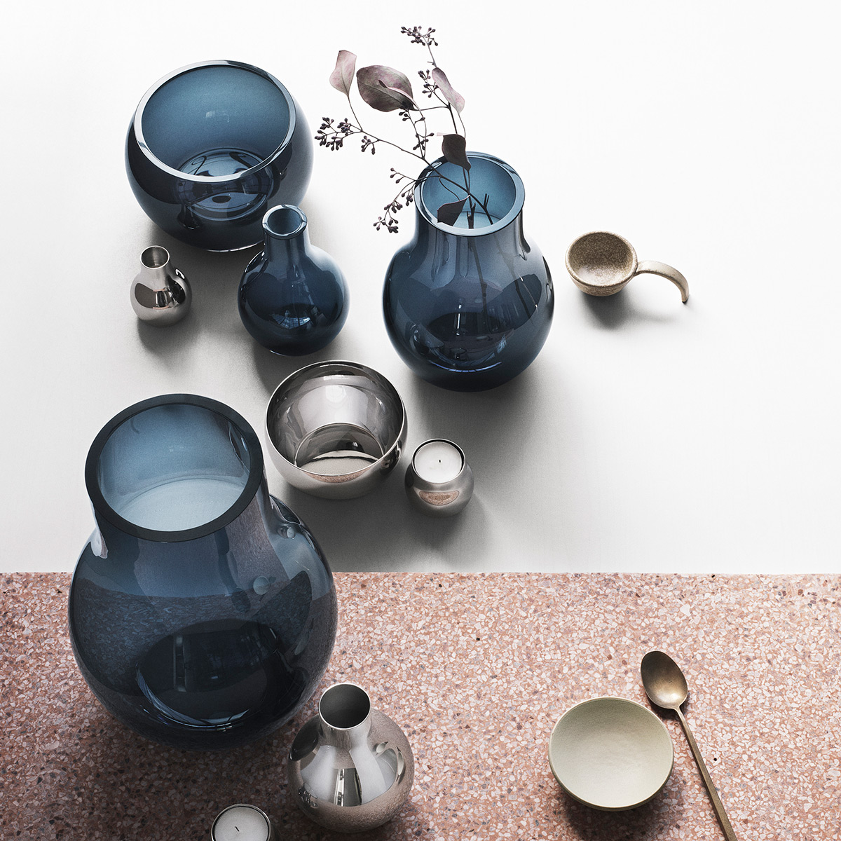 丹麥 Georg Jensen Cafu Glass Vase 卡夫藍色玻璃花瓶-小