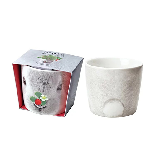 日本 聖新陶芸 HANA &ANIMALS 動物陶瓷花朵栽培盆器-野草莓兔