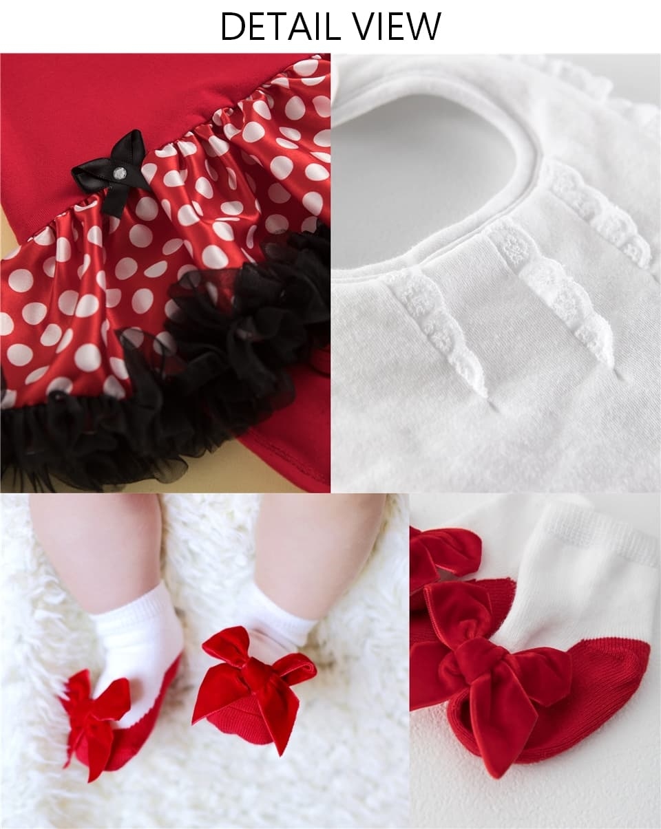 日安朵朵 女嬰雪紡蓬蓬裙連身衣禮盒–俏皮M小姐(衣+圍兜+寶寶襪)（0-6個月）