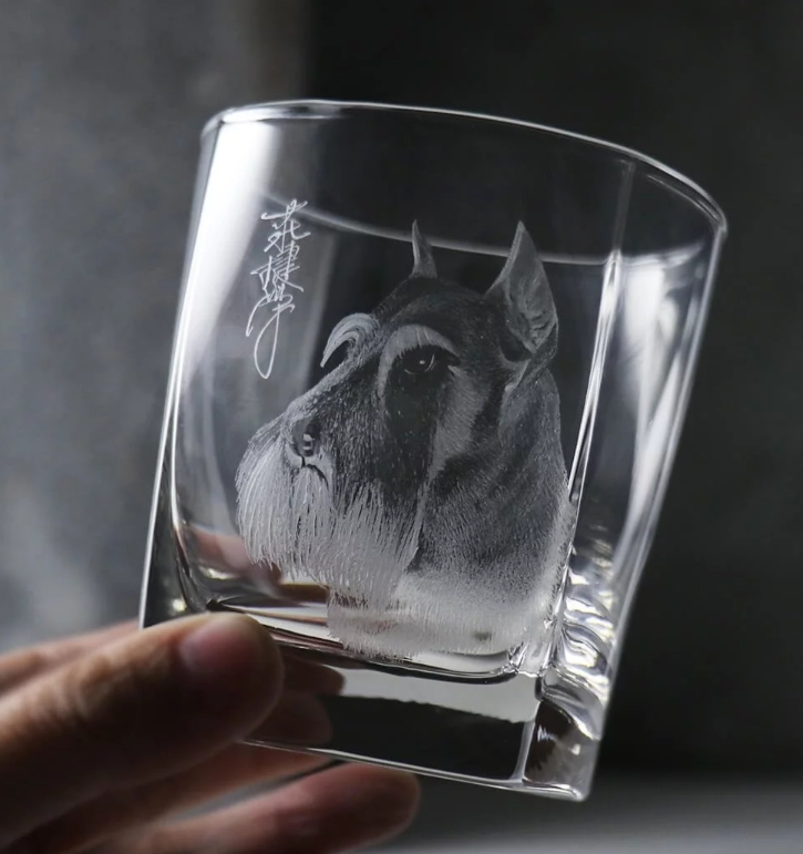 295cc【雪納瑞】寫實動物 寵物客製畫像(簽名版)威士忌杯