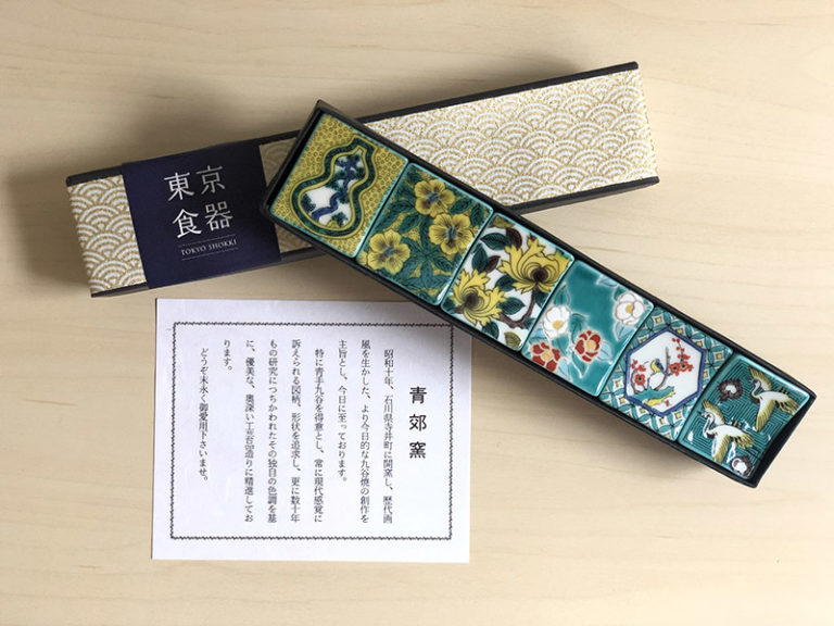 日本 九谷燒筷架禮盒（6入）-花鳥綠