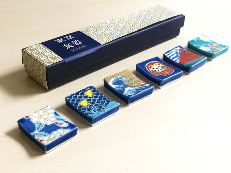 日本 九谷燒彩繪筷架禮盒組（6入）-緣起系列