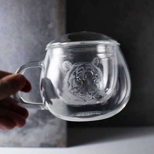 MSA【手工雕刻】 老虎玻璃泡茶3件式茶杯