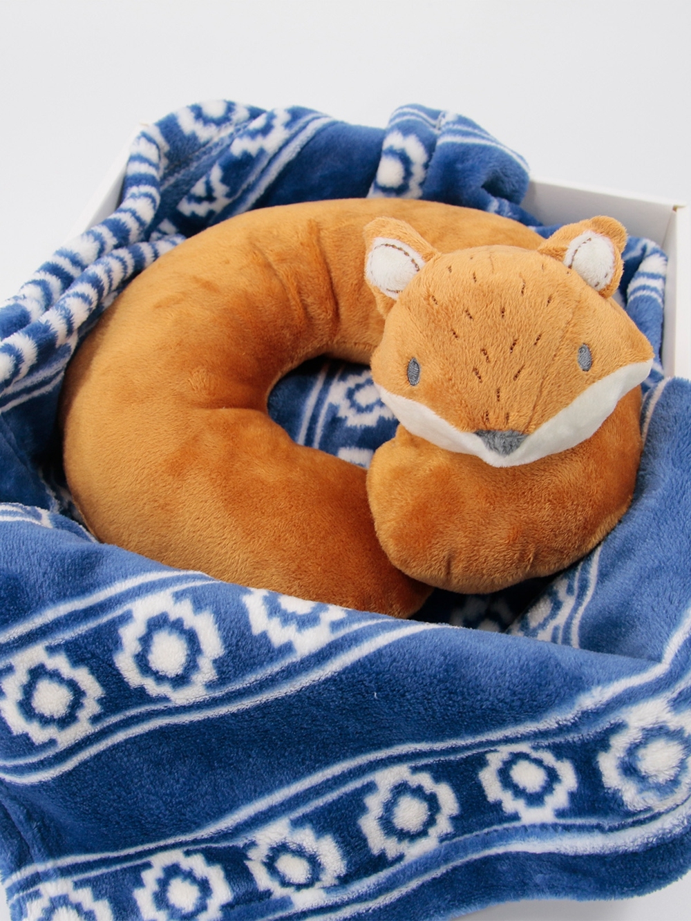 美國Hudson Baby 行車旅行好幫手組-毛毯+嬰兒頸枕 狐狸