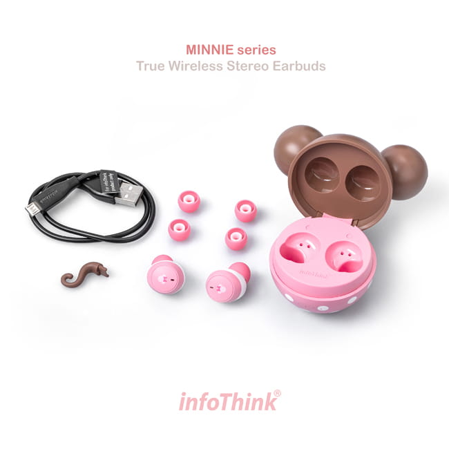 【2/19~3/31女神節9折優惠】InfoThink 米奇系列真無線藍牙耳機 -米妮