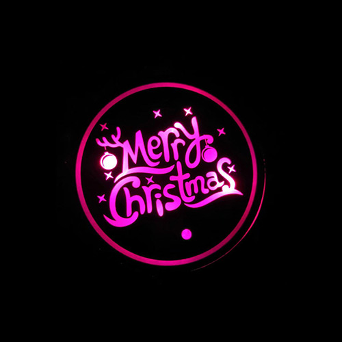 創意小物館 聖誕系列七彩發光USB充電杯墊 Merry Christamas