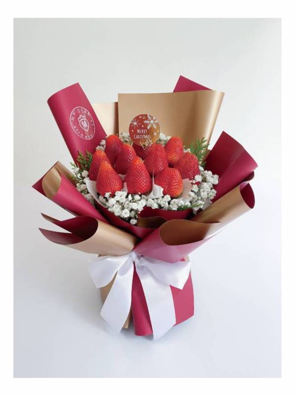 My Dear Strawberries 【聖誕限定】金勾杯小型聖誕草莓花束2.0
