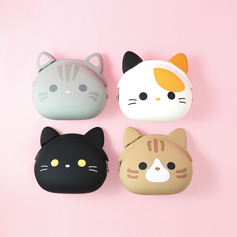 【2/19~3/31女神節8折優惠】P+G Design mimi POCHI Friends 動物造型矽膠口金包 貓貓(三色貓)