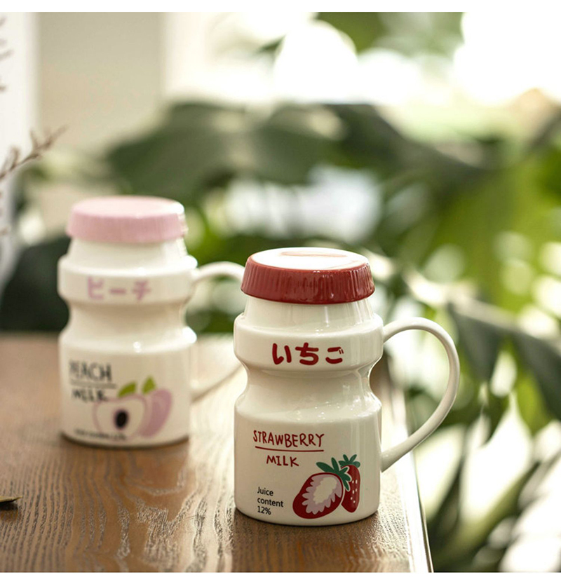 家居生活雜貨舖 日系養樂多造型馬克杯杓組 草莓