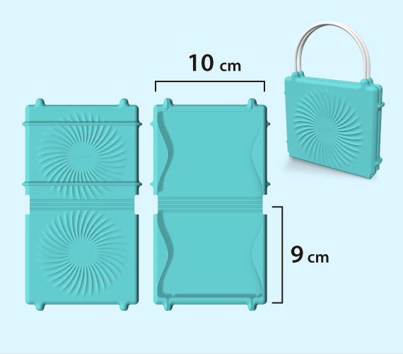 【輕巧易攜帶】 體積輕巧柔軟，可任意彎折，攜帶方便。 產品輕巧10×9×2公分。