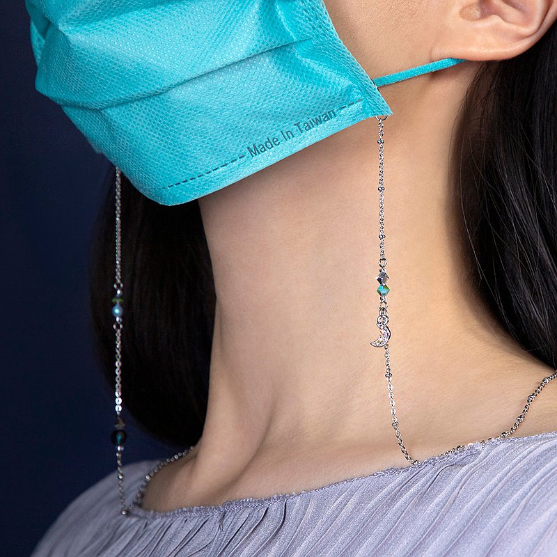 ADORN & FANCY 多用途典藍水晶口罩鍊、眼鏡鍊、手鍊三用鍊 曇華