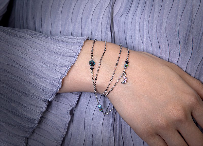 ADORN & FANCY 多用途典藍水晶口罩鍊、眼鏡鍊、手鍊三用鍊 曇華