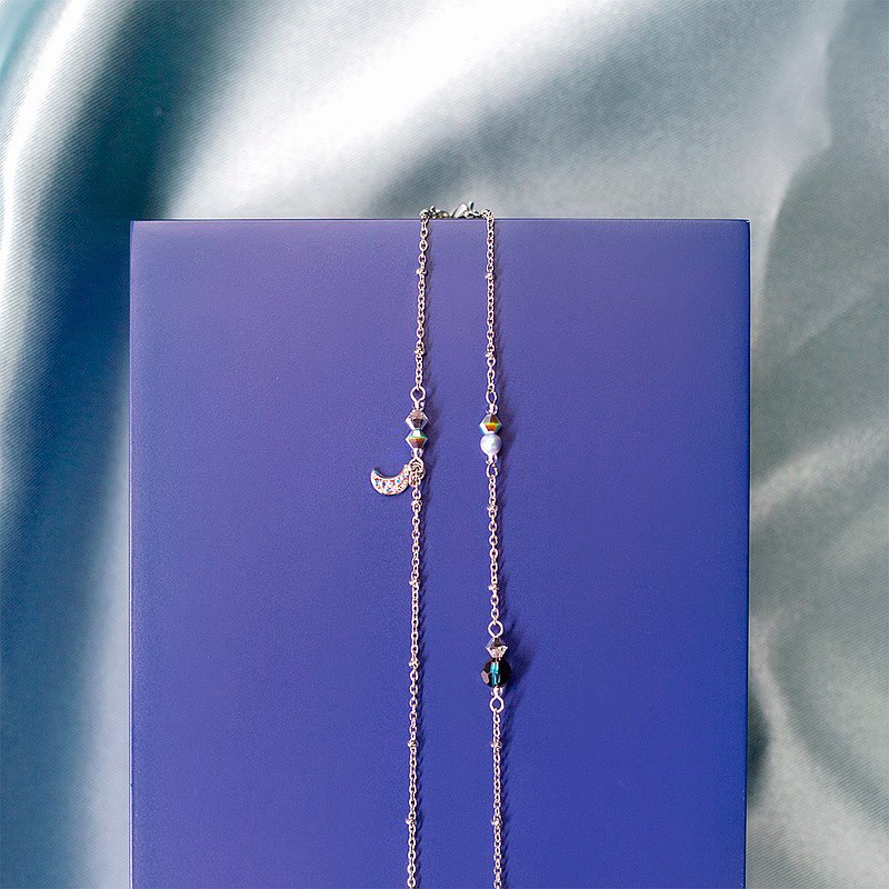 ADORN & FANCY 多用途典藍水晶口罩鍊、眼鏡鍊、手鍊三用鍊 曇華