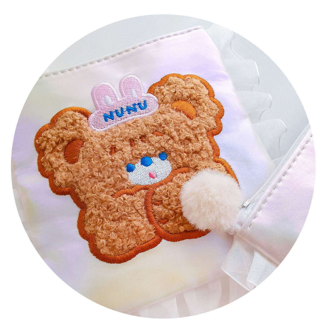 創意小物館 花邊刺繡小熊衛生棉隨行包 小熊