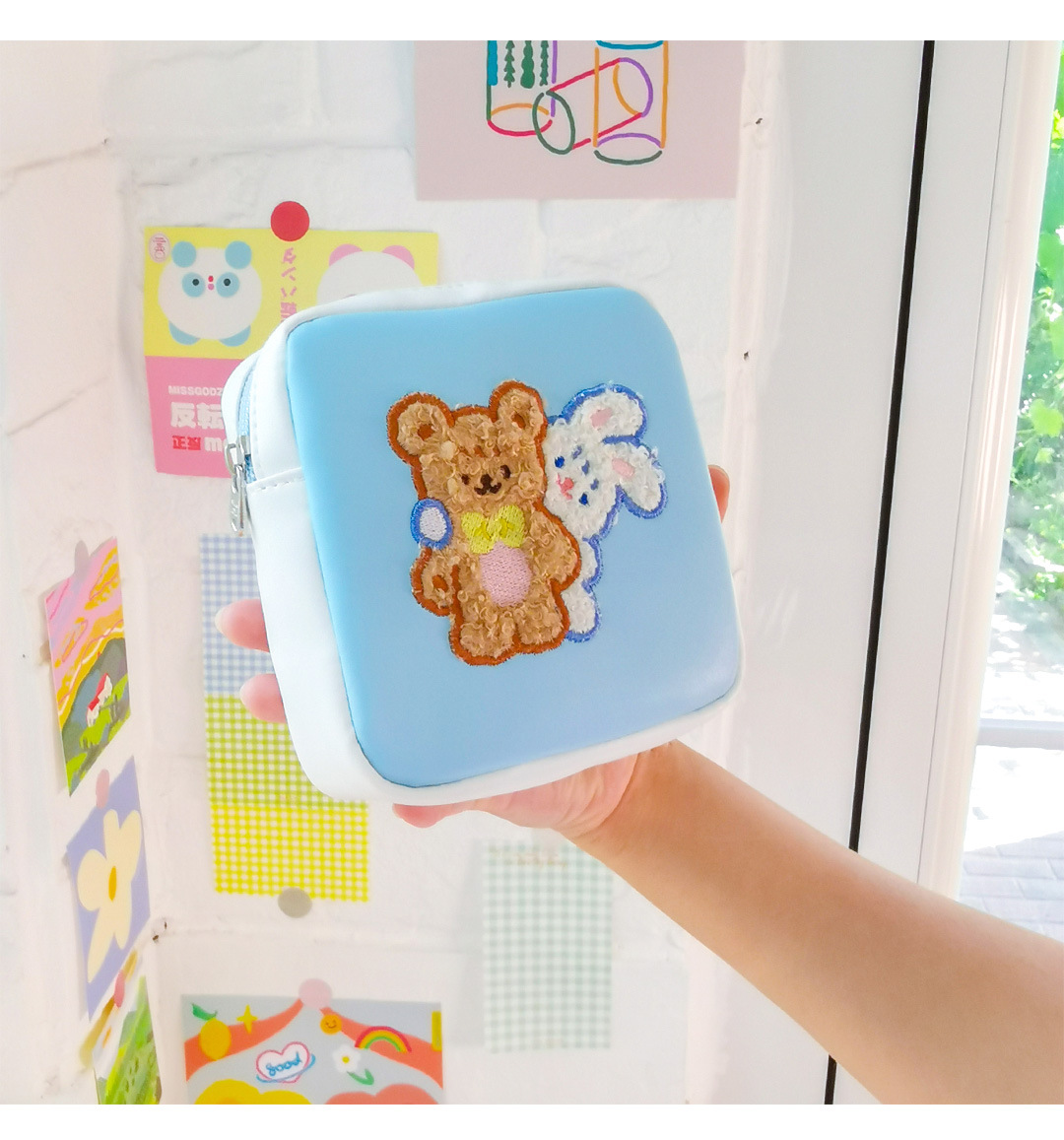 創意小物館 可愛刺繡衛生棉化妝品收納小包 捉迷藏