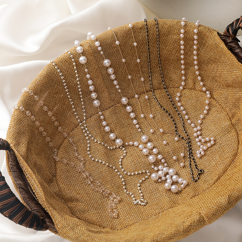 創意小物館 韓版防丟氣質口罩鏈 兩入一組 珍珠鏈條+白色串珠款