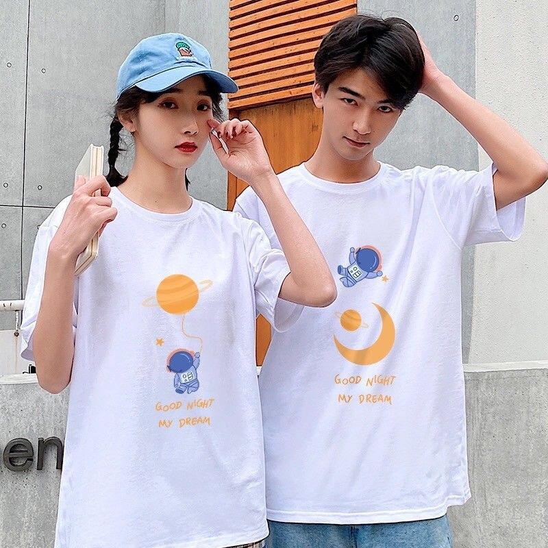 創意小物館 太空人半袖情侶T 月亮白 M