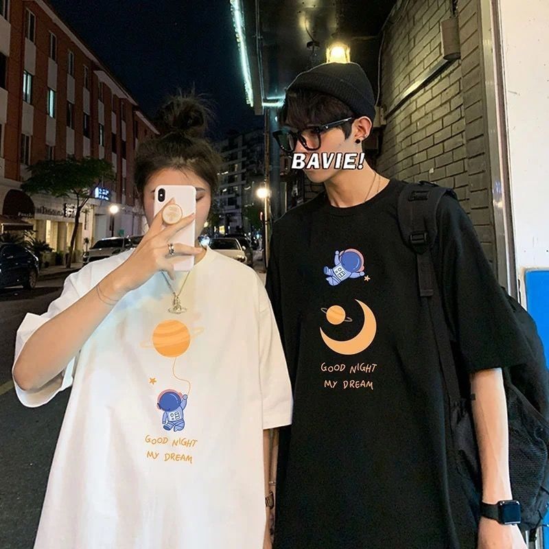 創意小物館 太空人半袖情侶T 月亮白 M