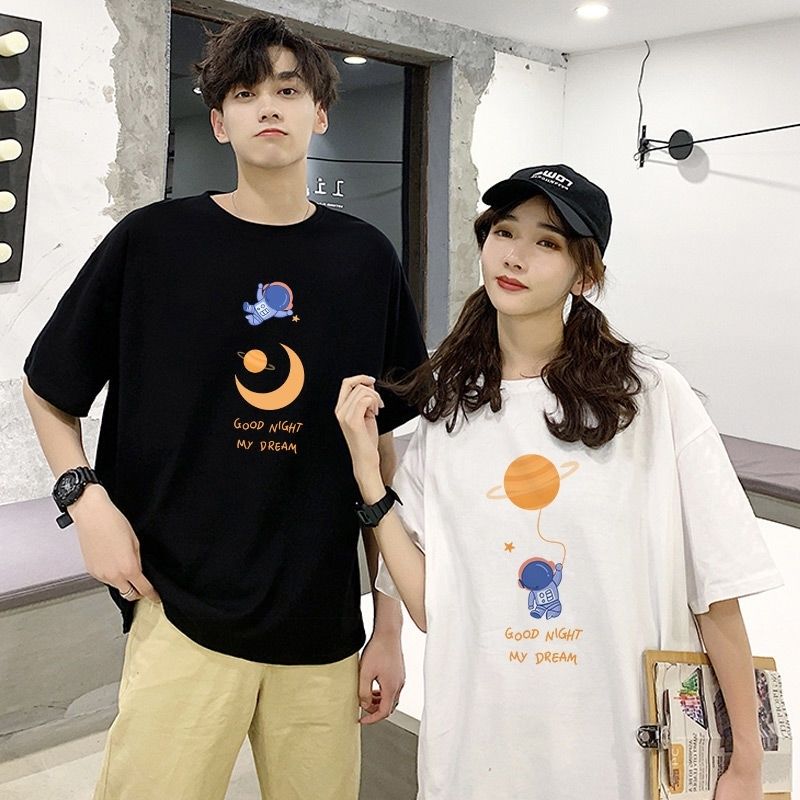 創意小物館 太空人半袖情侶T 月亮白 M