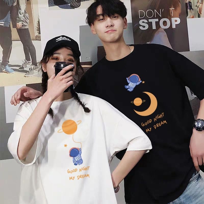 創意小物館 太空人半袖情侶T 月亮白 M