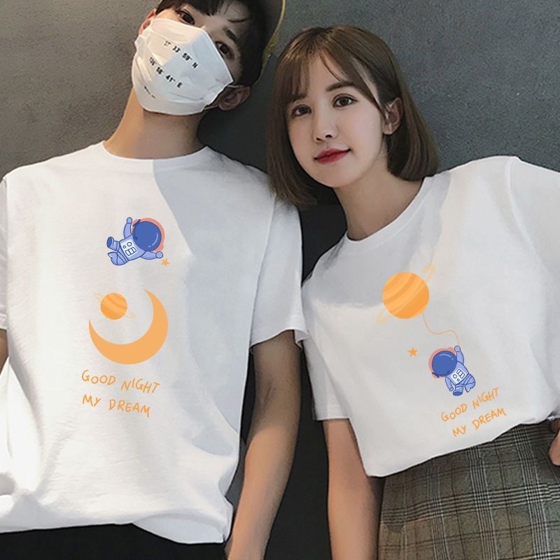 創意小物館 太空人半袖情侶T 月亮白 M