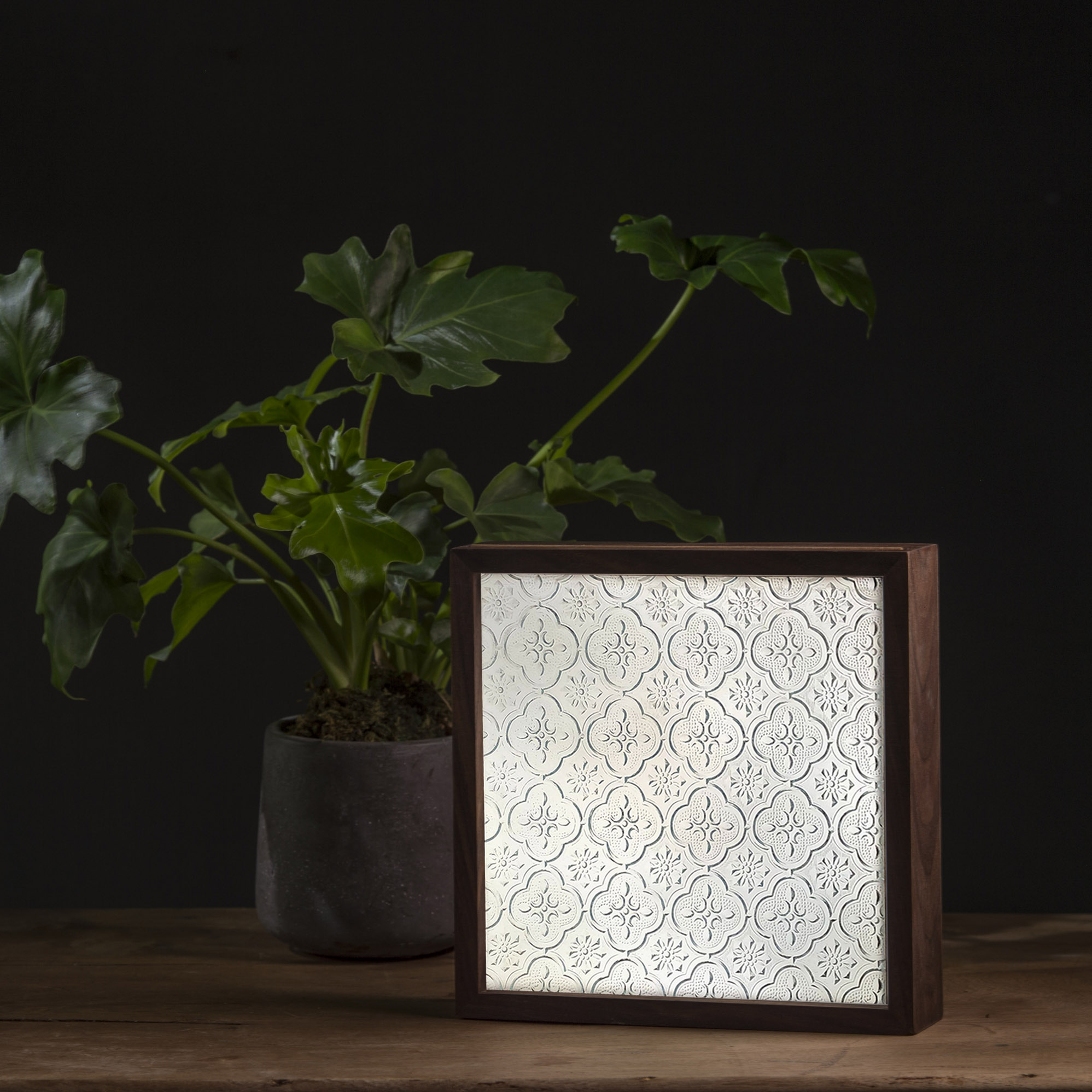 Lighto光印樣 5吋復古壓花玻璃燈箱-海棠樺木