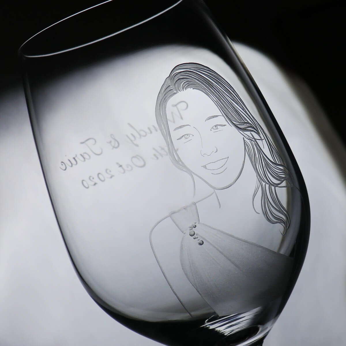 MSA手工雕刻 (一對價)425cc【結婚對杯】(寫實版)新娘新郎肖像客製酒杯 結婚禮物-