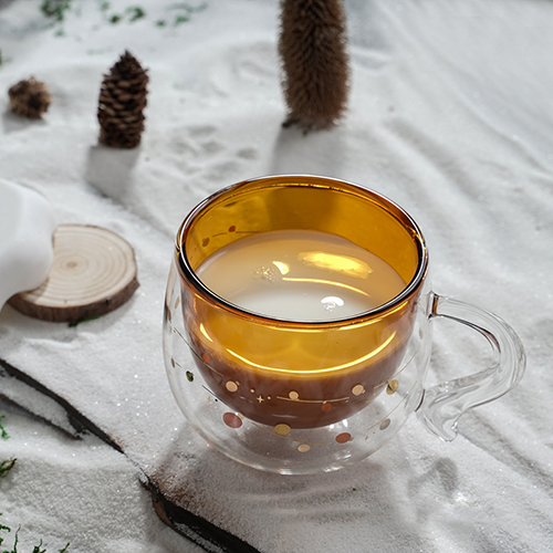 家居生活雜貨舖 橡實雙層玻璃杯 積雪蓋