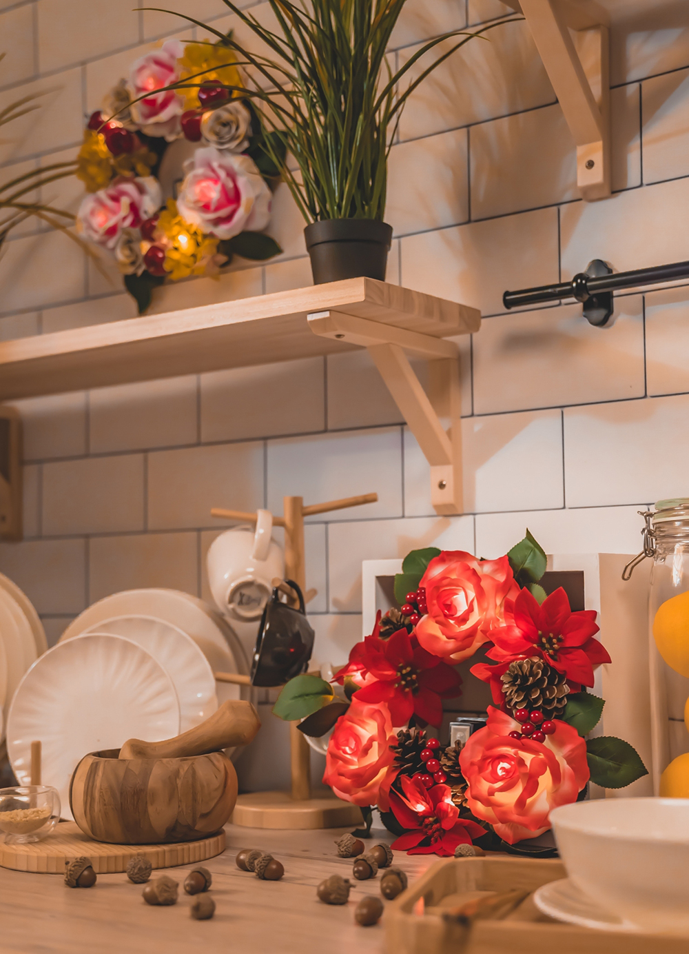 日本 岱樂鈁 Delight 聖誕花圈感應燈 聖誕紅